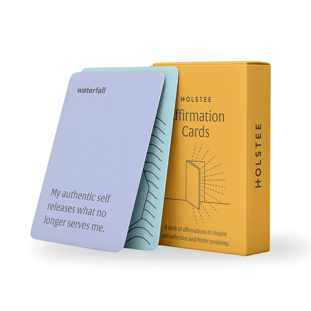 Mindfulness and self-growth affirmation cards by Holstee – perfect companion for meditation at an Offgrid Cabin retreat
